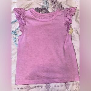 Cat & Jack Lavender Eyelet Ruffle Sleeve Tee